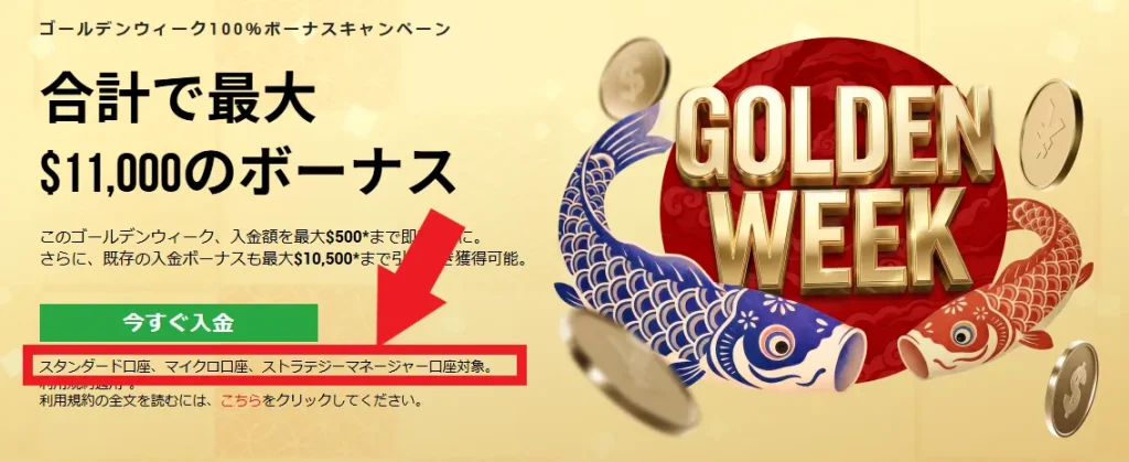 海外FXのボーナス対象の口座タイプを確認する